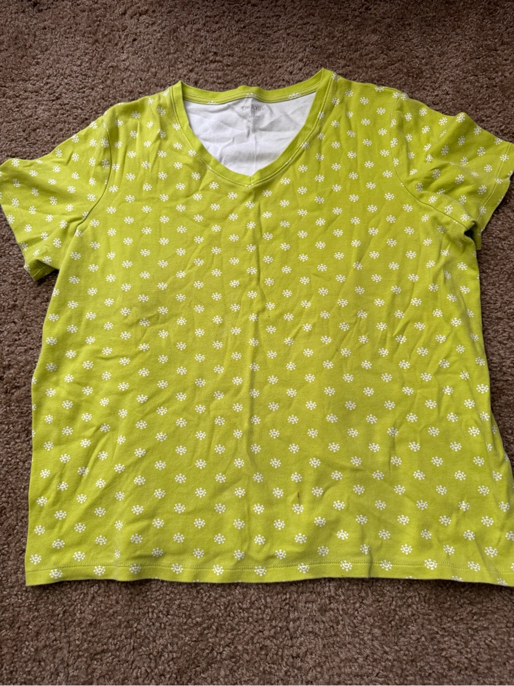 Kim Rogers Green Tee With White Pattern